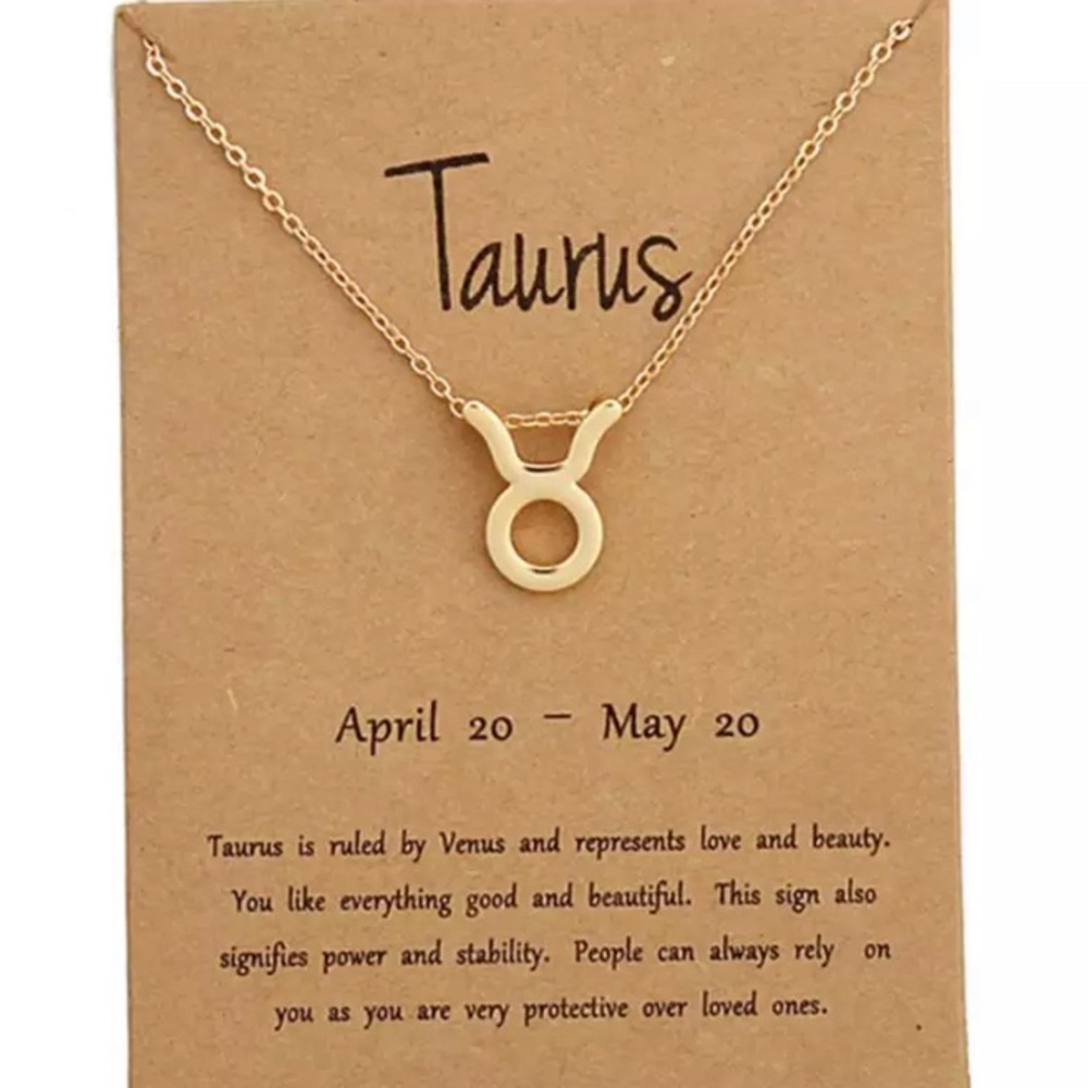 ♉️ Taurus Zodiac Pendant Gold Tone Chain Necklace